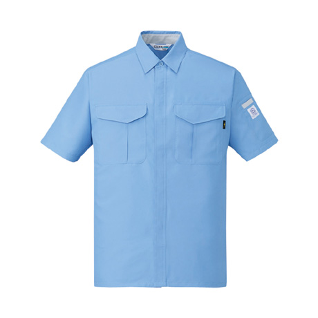 エコ低発塵製品制電半袖シャツ【84314-JIC】 C016.サックス