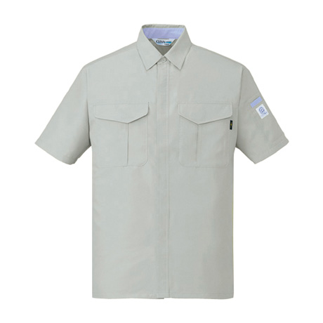 エコ低発塵製品制電半袖シャツ【84314-JIC】 C036.シルバー