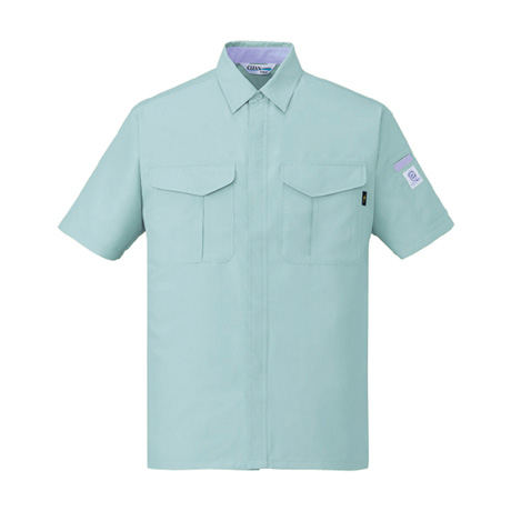 エコ低発塵製品制電半袖シャツ【84314-JIC】 C104.スプレーグリーン