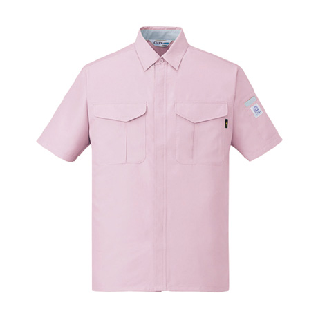エコ低発塵製品制電半袖シャツ【84314-JIC】 C129.ローズピンク