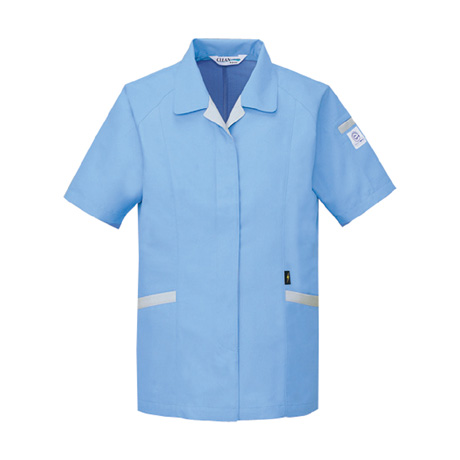 エコ低発塵製品制電半袖スモック【84335-JIC】 C016.サックス