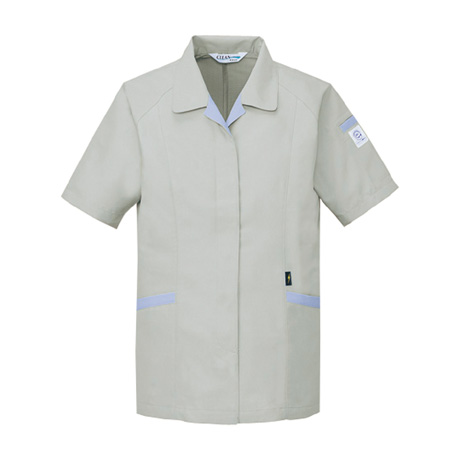 エコ低発塵製品制電半袖スモック【84335-JIC】 C036.シルバー