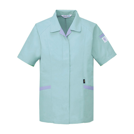 エコ低発塵製品制電半袖スモック【84335-JIC】 C104.スプレーグリーン