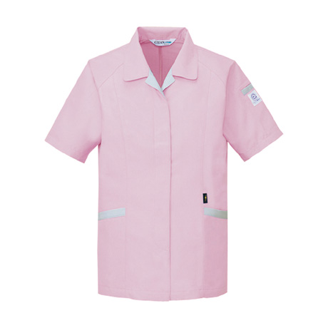 エコ低発塵製品制電半袖スモック【84335-JIC】 C129.ローズピンク