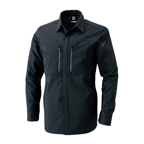 ハイブリッドストレッチシャツ【84605-TSD】 95.ブラック×ブラック