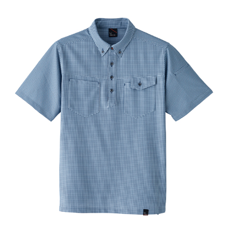 半袖ニットシャツ（マイクロギンガムチェック）【8488-ASC】 77.チェックネイビー