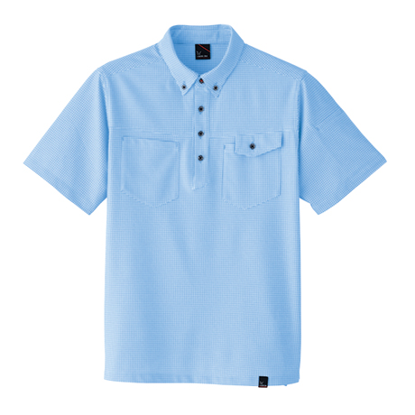 半袖ニットシャツ（マイクロギンガムチェック）【8488-ASC】 88.チェックサックス