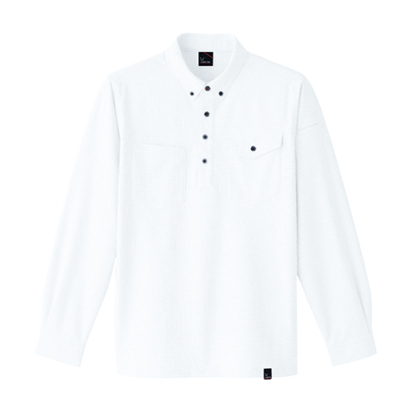 長袖ニットシャツ（マイクロギンガムチェック）【8499-ASC】 1.ホワイト