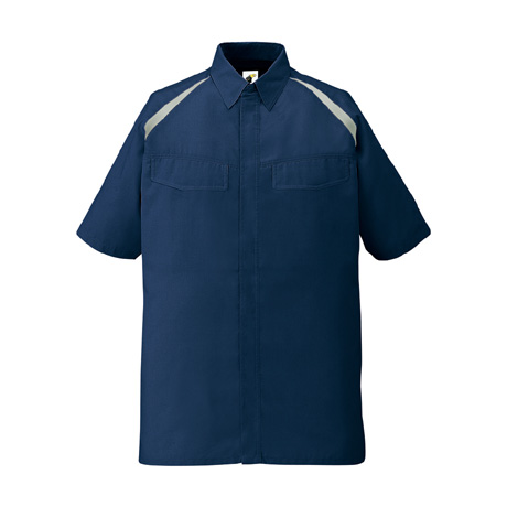 エコ製品制電多機能半袖シャツ【85114-JIC】 C011.ネービー