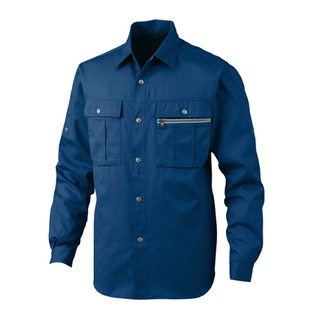 綿100％長袖シャツ【857-BBO】 56.ネイビー