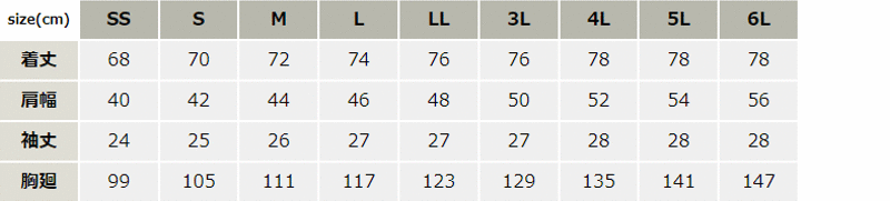 半袖コックコート_白衣_【861020-ait】 サイズ表