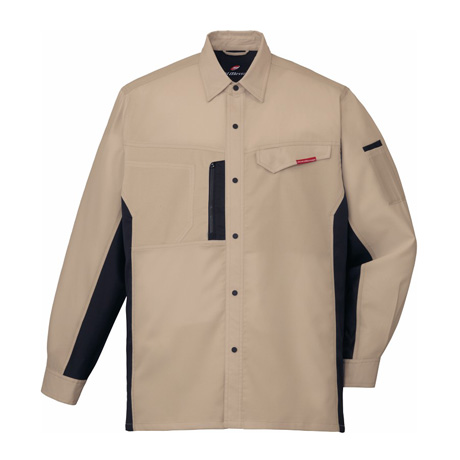 制電ストレッチ長袖シャツ【87104-JIC】 C024.ライトベージュ