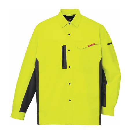 制電ストレッチ長袖シャツ【87104-JIC】 C026.ライトグリーン