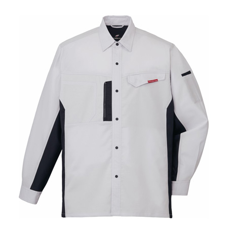 制電ストレッチ長袖シャツ【87104-JIC】 C036.シルバー