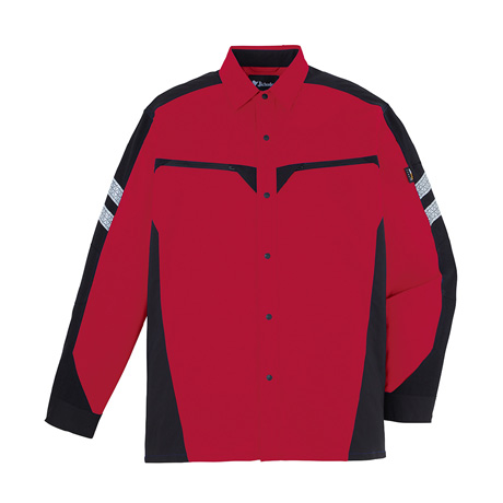 高強度ストレッチ長袖シャツ【87304-JIC】 C043.レッド