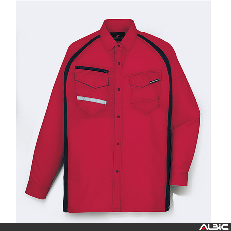 防汚加工エコ制電ストレッチ長袖シャツ【87604-JIC】 商品写真