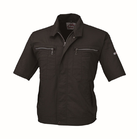 ストレッチ半袖ブルゾン【8891-XEB】 90.クロ