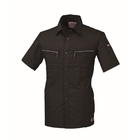 ストレッチ半袖シャツ【8892-XEB】 90.クロ