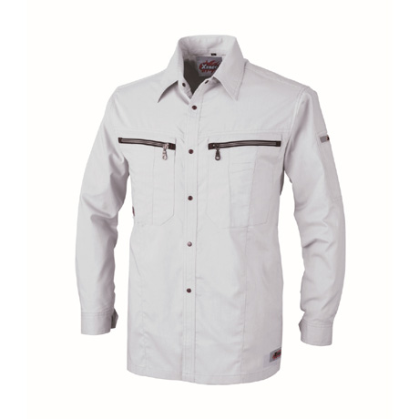 ストレッチ長袖シャツ【8893-XEB】 22.シルバーグレー