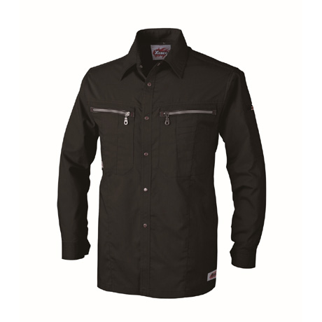 ストレッチ長袖シャツ【8893-XEB】 90.クロ