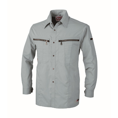 ストレッチ長袖シャツ【8893-XEB】 605.ミストグリーン