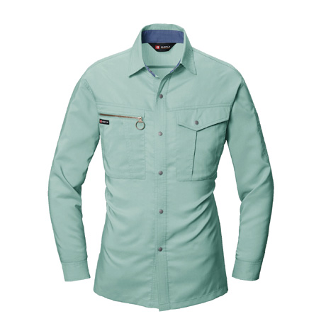 防汚加工長袖シャツ【9023-BAT】 1.アースグリーン