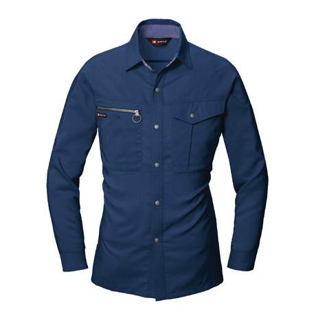 防汚加工長袖シャツ【9023-BAT】 3.ネイビー