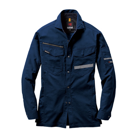 スーパーストレッチ長袖シャツ【9095-BAT】 3.ネイビー