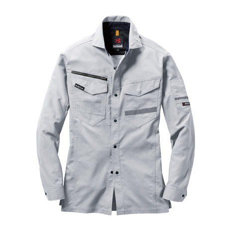 スーパーストレッチ長袖シャツ【9095-BAT】 5.シルバー