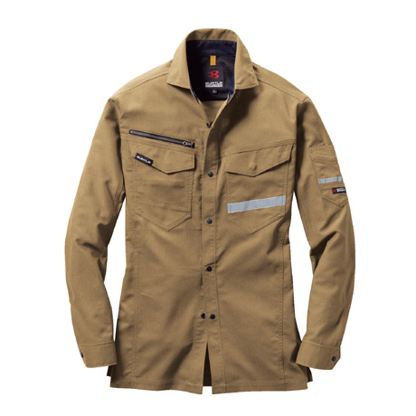 スーパーストレッチ長袖シャツ【9095-BAT】 23.カーキ