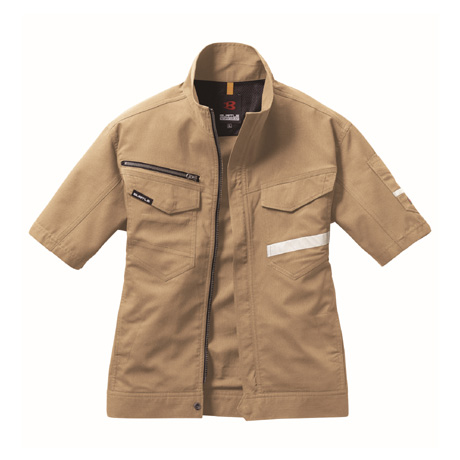 ストレッチ半袖ジャケット【9096-BAT】 23.カーキ