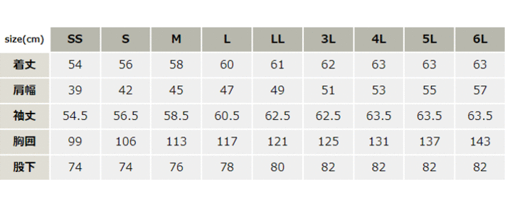 TS4Dオーバーオール【9110-TSD】 サイズ表