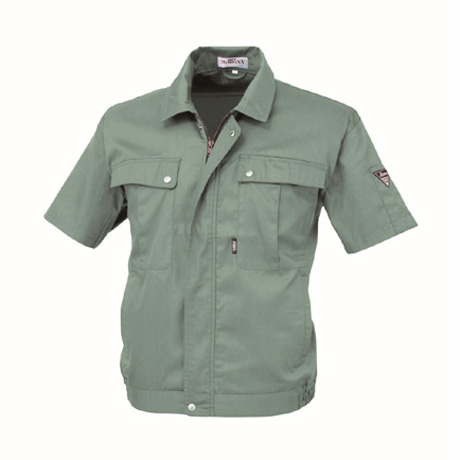 防縮防シワ半袖ブルゾン【9210-XEB】 60.グリーン