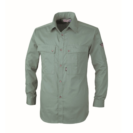 防縮防シワ長袖シャツ【9230-XEB】 60.グリーン