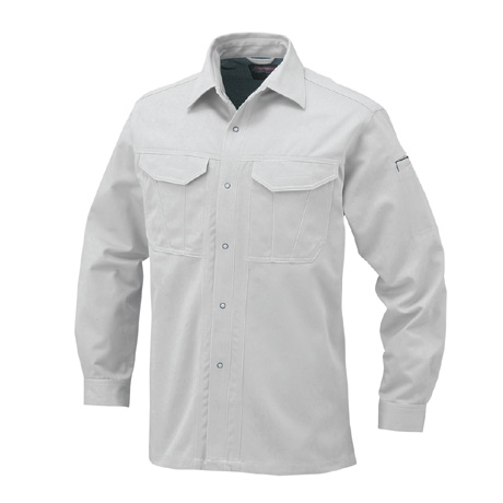 抗菌防臭・防縮長袖シャツ【A1748-COC】 3.プラチナシルバー