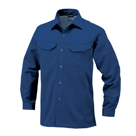 抗菌防臭・防縮長袖シャツ【A1748-COC】 6.ダークアズーリ