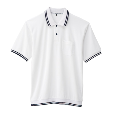 裾ジャージ半袖ポロシャツ【A187-COC】 0.ホワイト