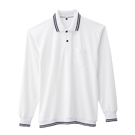 裾ジャージ長袖ポロシャツ【A188-COC】 0.ホワイト