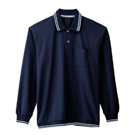裾ジャージ長袖ポロシャツ【A188-COC】 1.ネイビー