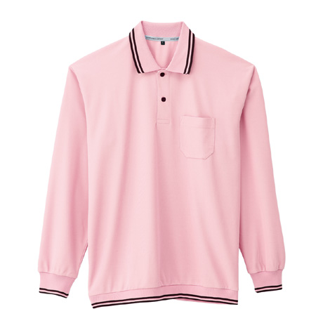 裾ジャージ長袖ポロシャツ【A188-COC】 10.ピンク