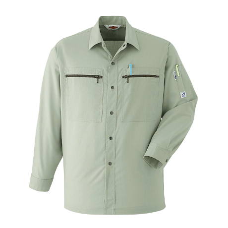 長袖シャツ【A24-ASC】 4.オリーブ