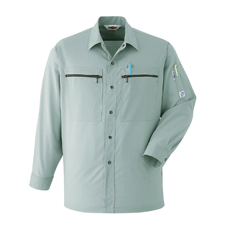 長袖シャツ【A24-ASC】 6.カーキーグリーン