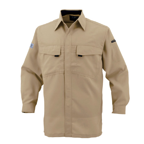 エコ・製品制電長袖シャツ【A3368-COC】 2.ベージュ