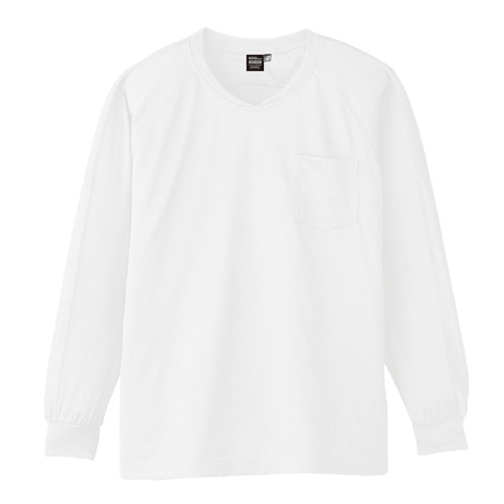 冷感長袖VネックTシャツ【A668-COC】 0.ホワイト