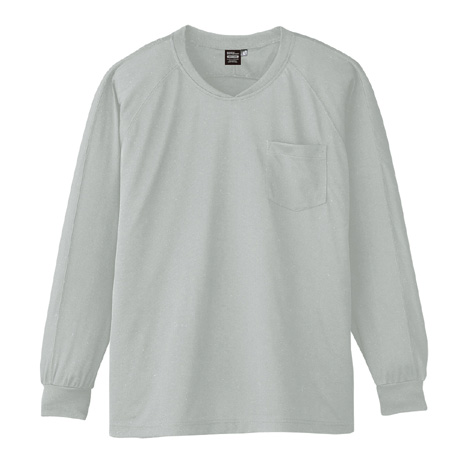 冷感長袖VネックTシャツ【A668-COC】 3.シルバー