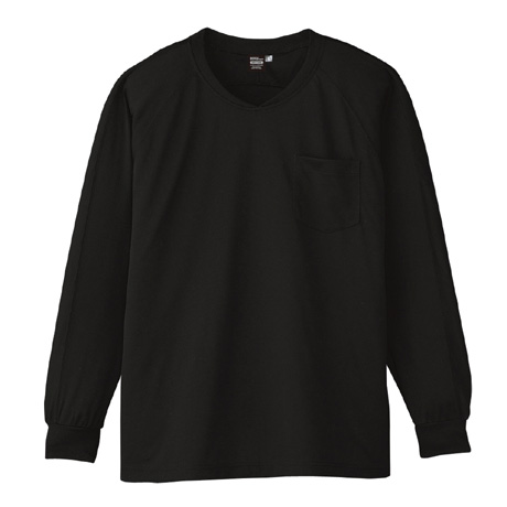 冷感長袖VネックTシャツ【A668-COC】 13.ブラックネーロ
