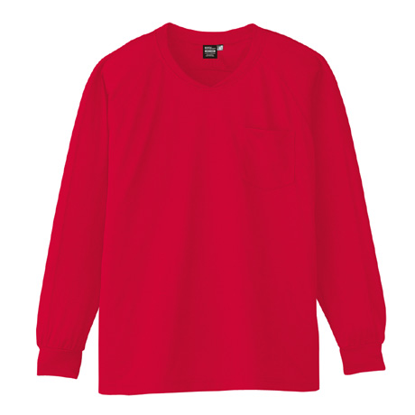 冷感長袖VネックTシャツ【A668-COC】 20.ロッソ