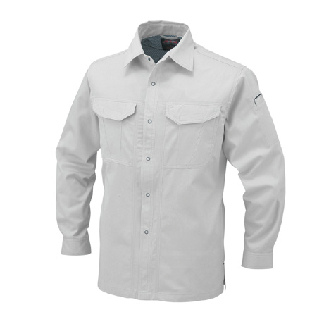 抗菌防臭・防縮長袖シャツ【A748-COC】 3.プラチナシルバー