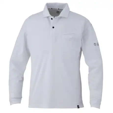 作業服 エコ制電長袖ポロシャツ ホワイト 【AE1728-COC】 