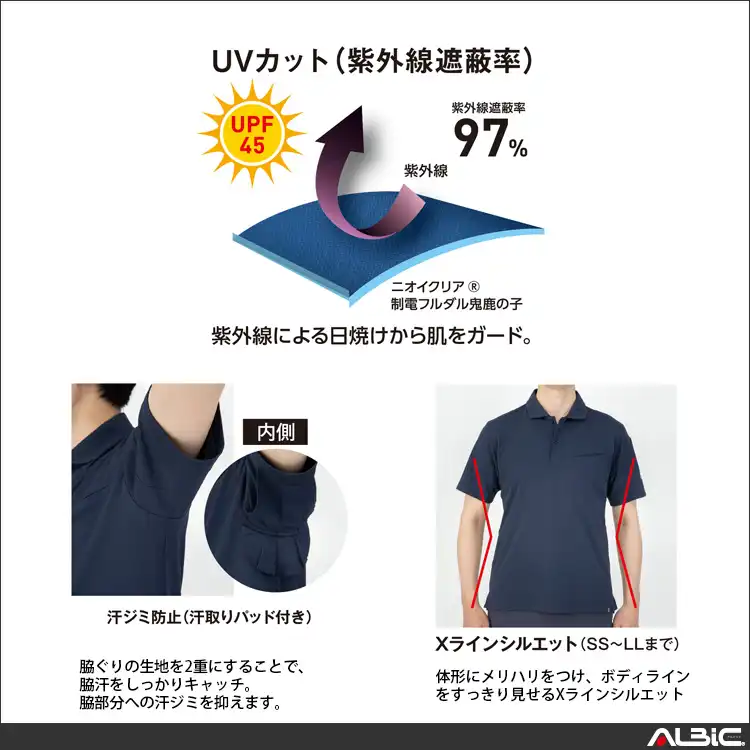 作業服 エコ制電長袖ポロシャツ AE1728-COC 機能紹介